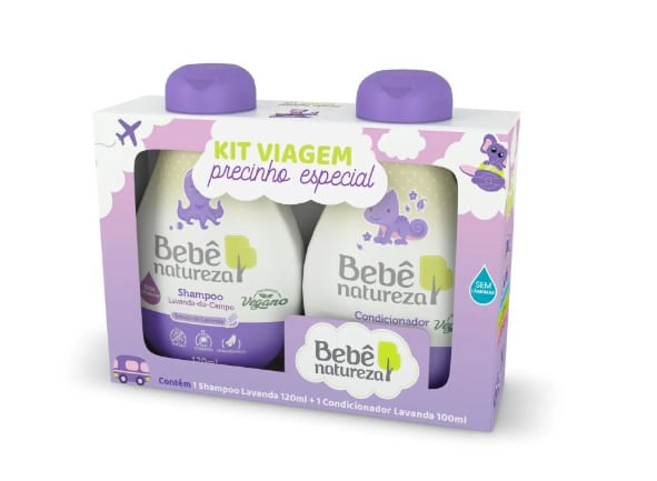Kit Viagem Bebê Natureza Lavanda Shampoo 120ml + Condicionador 100ml